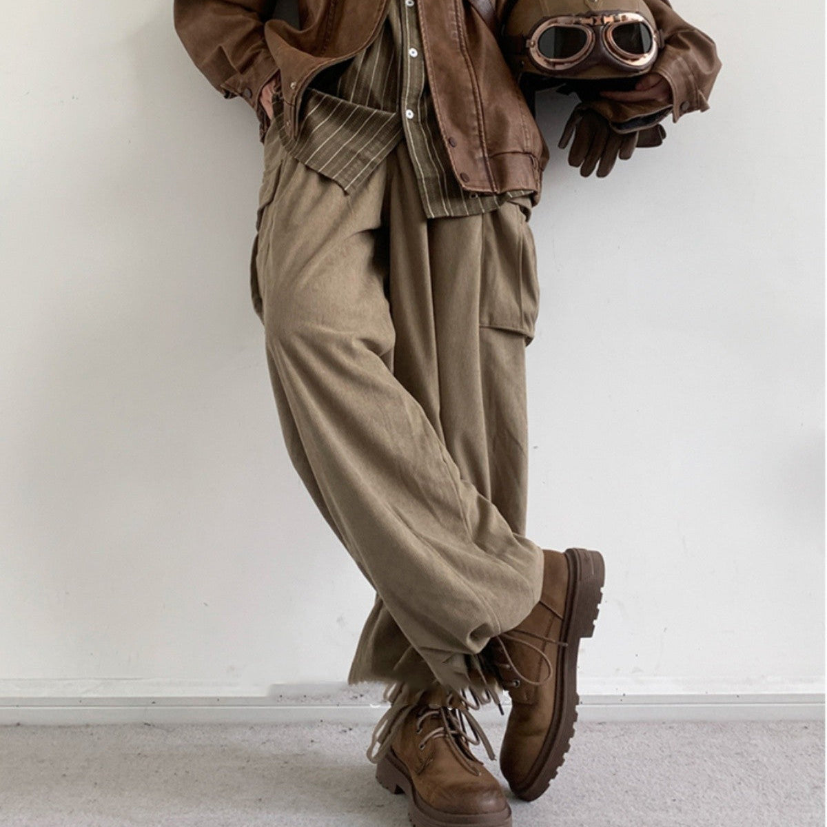 Retro Corduroy Workwear Pants