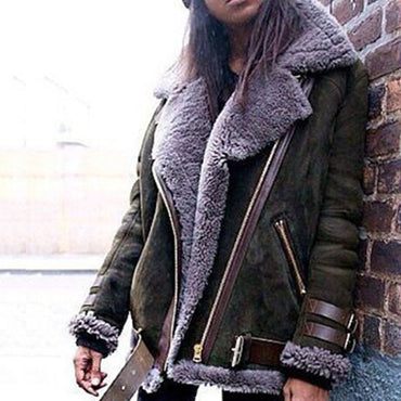 Suede Lamb Wool Warm Coat