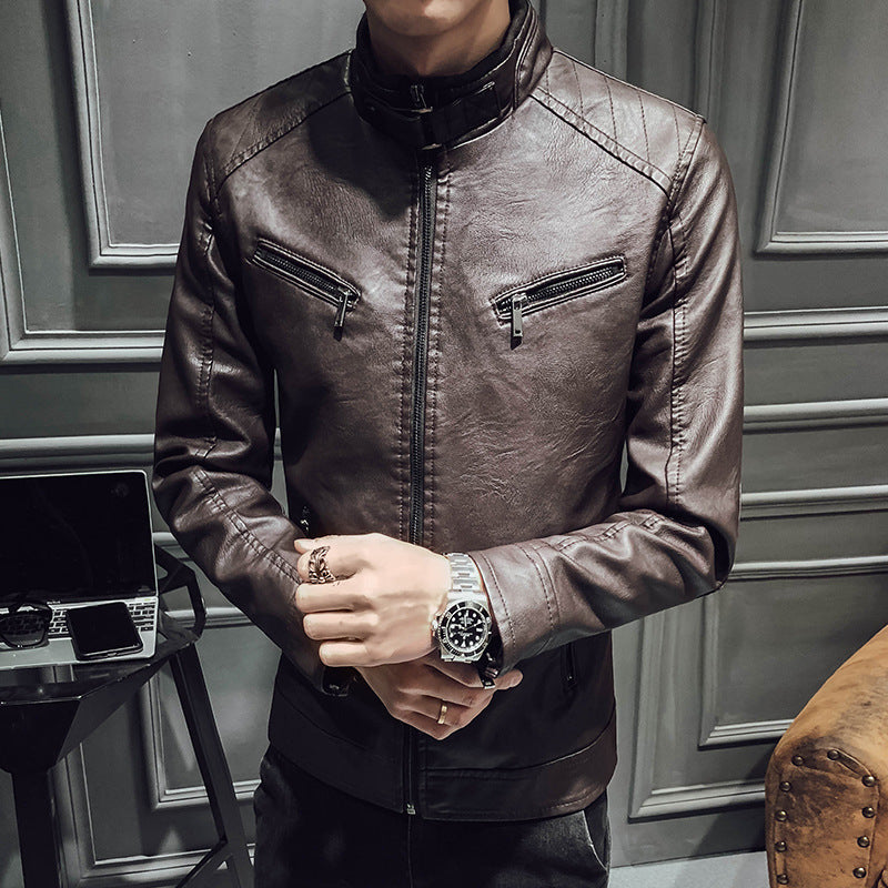 Leather zipper cardigan