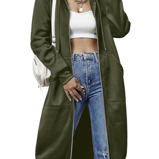Casual Long Zip Hoodie Sweatshirt