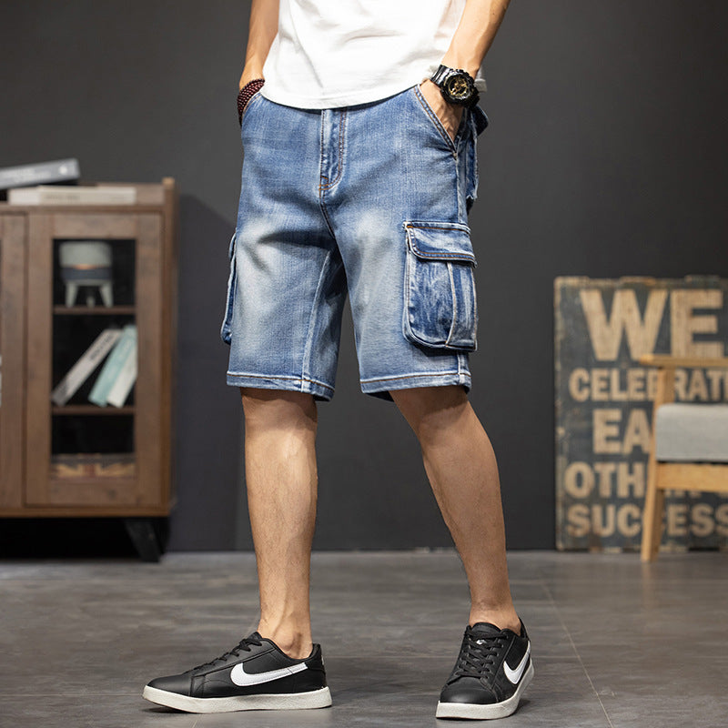 Multi-Pocket Workwear Denim Shorts