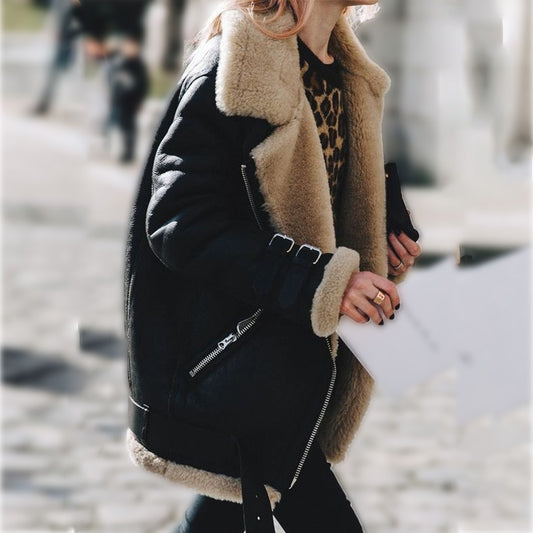 Suede Lamb Wool Warm Coat