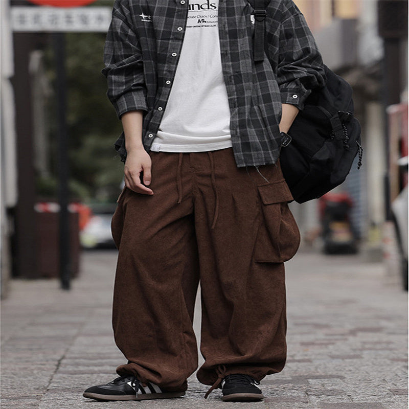Loose Cargo Corduroy Casual Pants