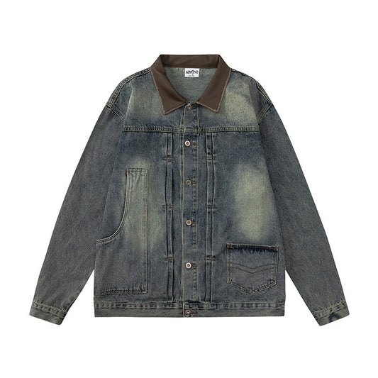 Washed And Worn Denim Jacket