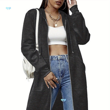 Casual Long Zip Hoodie Sweatshirt