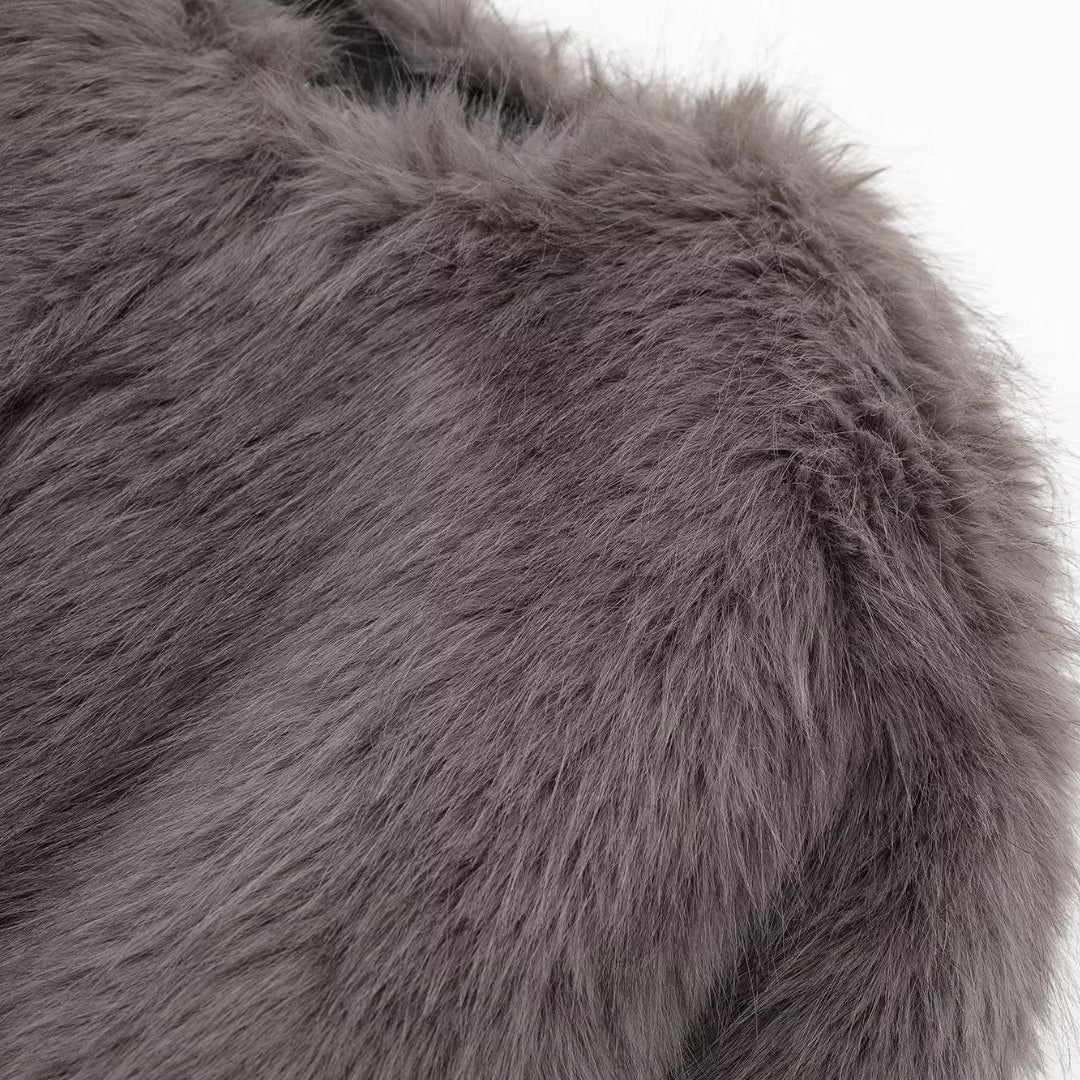 Crew Neck Furry Coat