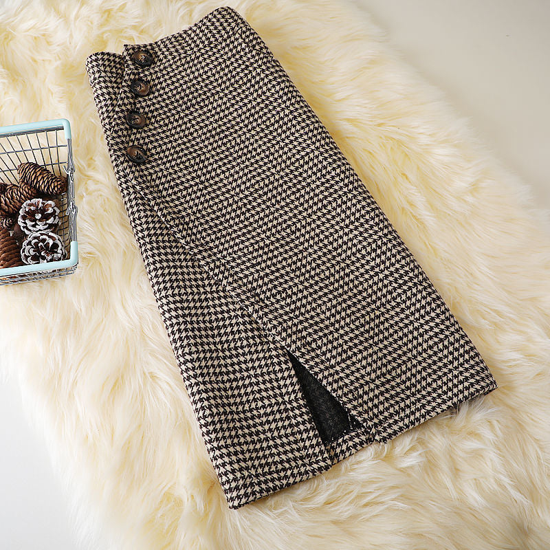Houndstooth Midi Skirt