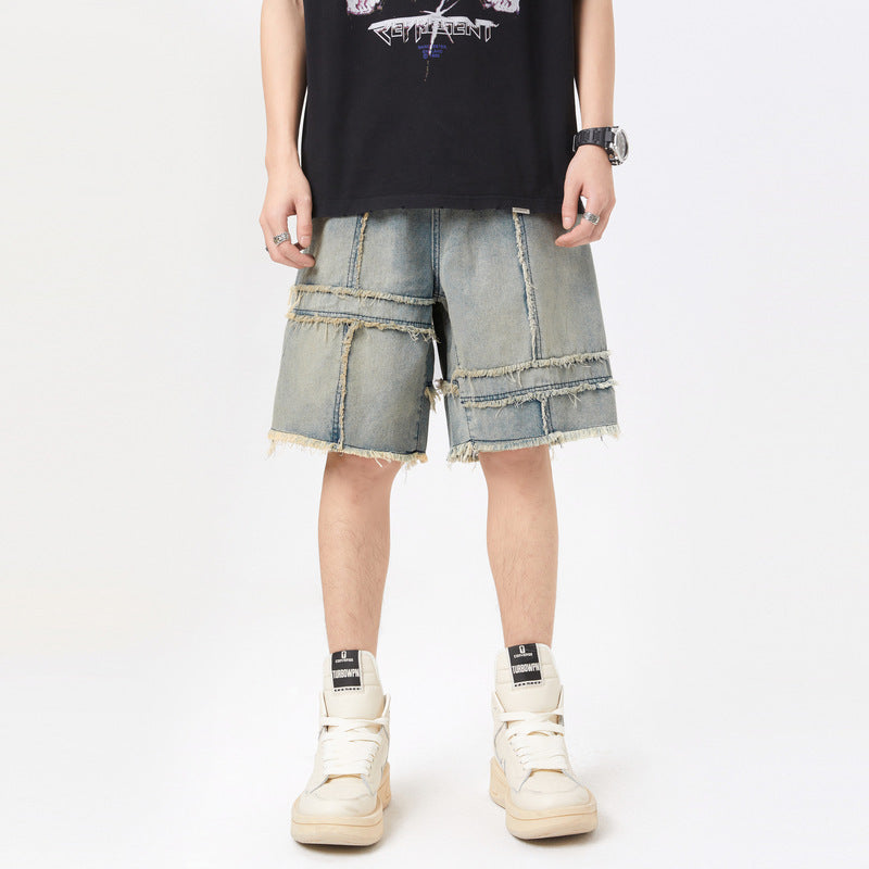 Stitching Denim Shorts