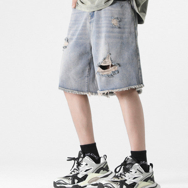 Ripped Denim Shorts