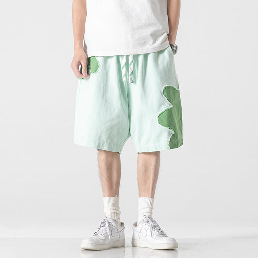 Color Contrast Denim Shorts