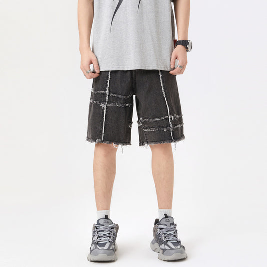 Stitching Denim Shorts