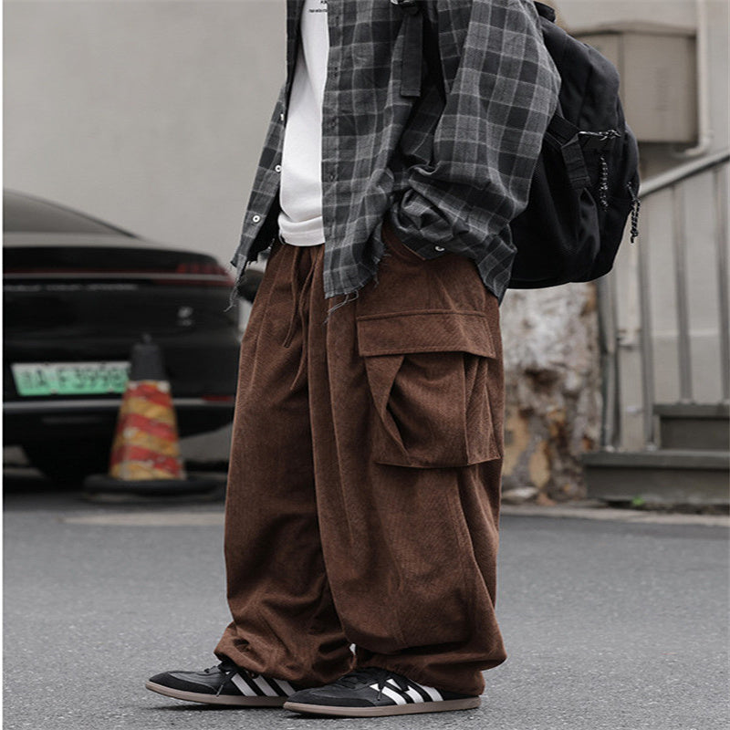 Loose Cargo Corduroy Casual Pants