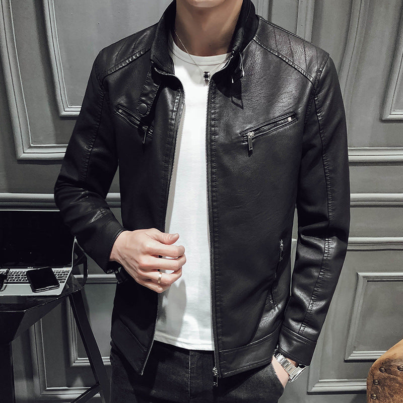 Leather zipper cardigan