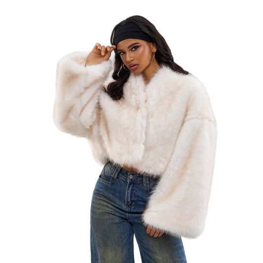 Vintage Pocket Faux Fur Coat