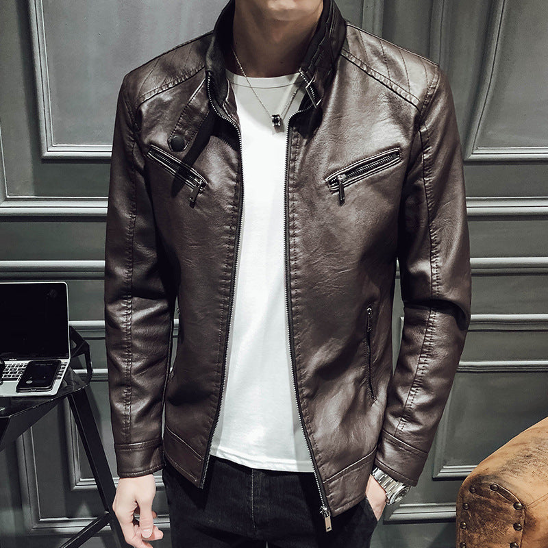 Leather zipper cardigan