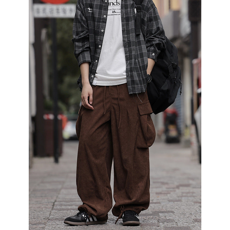 Loose Cargo Corduroy Casual Pants