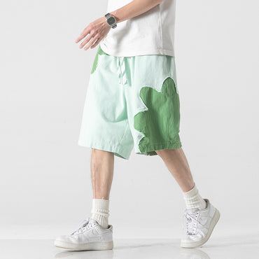 Color Contrast Denim Shorts