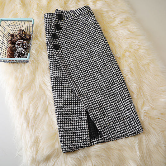 Houndstooth Midi Skirt