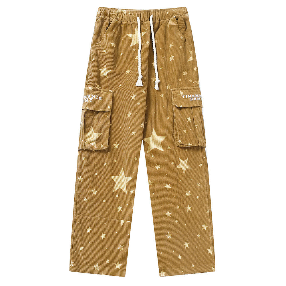 Star Full Print Corduroy Pants
