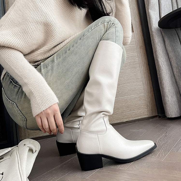 Square Toe Mid-heel Back Zipper