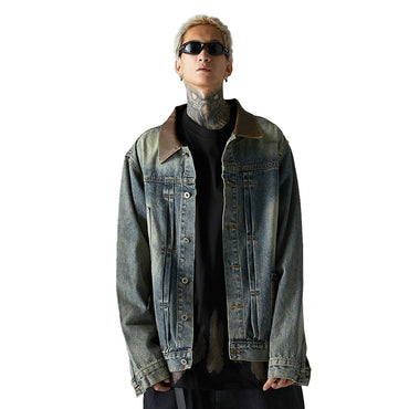 Washed And Worn Denim Jacket
