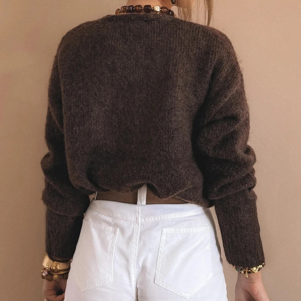 Loose Metal Buckle Sweater