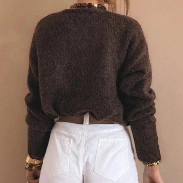 Loose Metal Buckle Sweater
