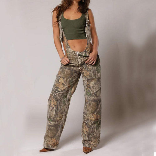 Zipper Denim Overalls