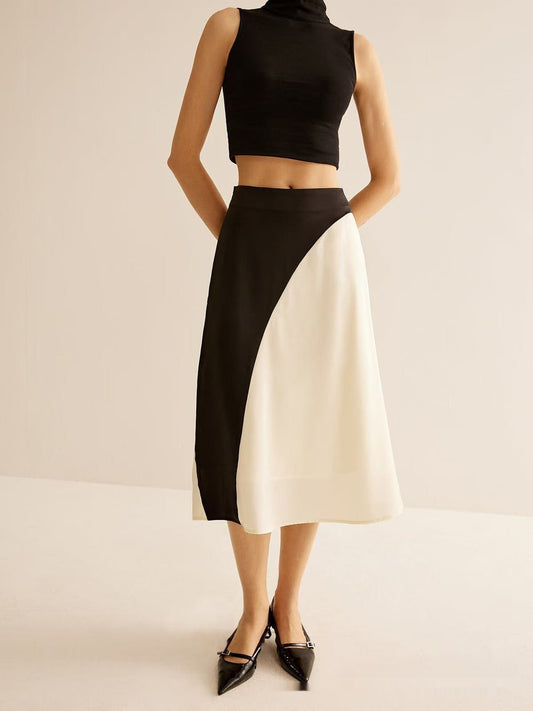 Color Contrast Patchwork Leisure Women's Skirt