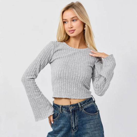Ribbed Long Sleeve Crop Top
