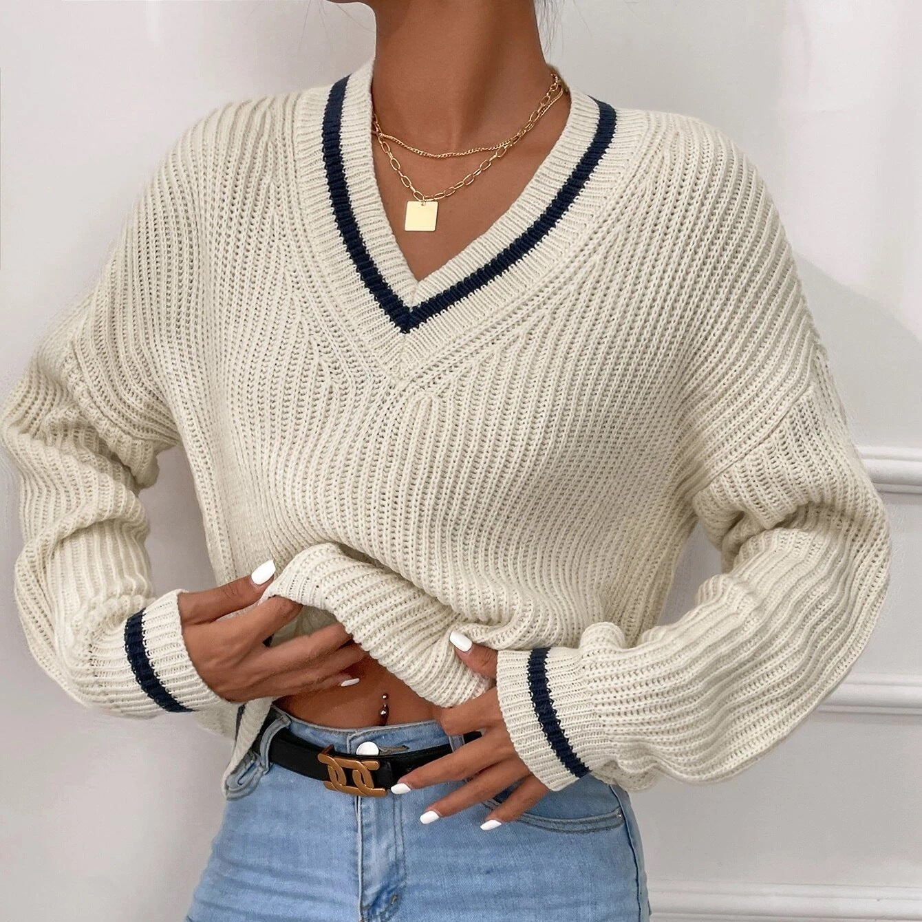 Winter Striped Pullover Sweater