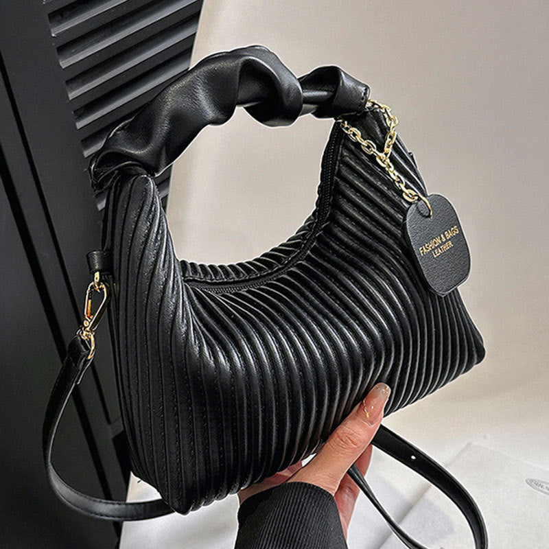 PU Leather Pleated Tote Bag