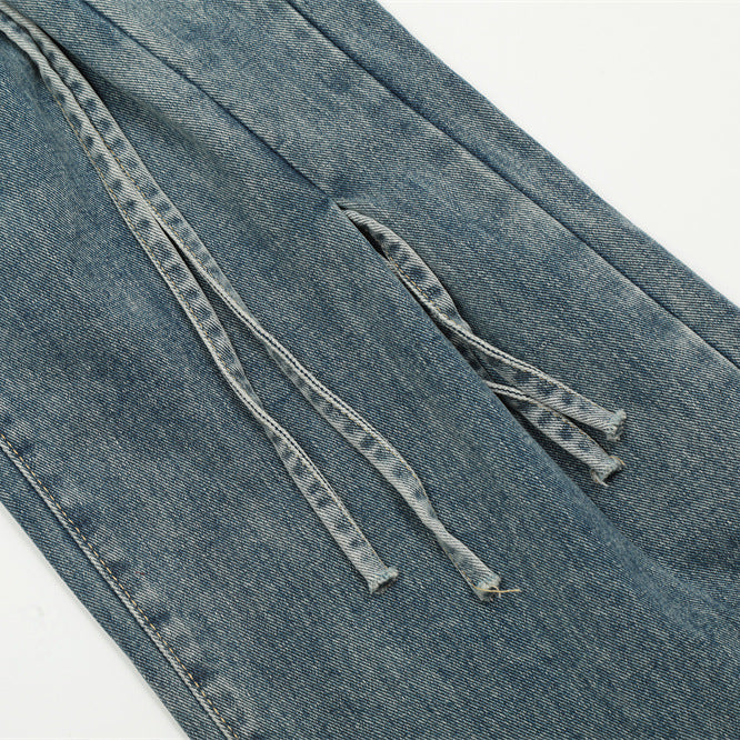 Drawstring Ruffle Design Denim