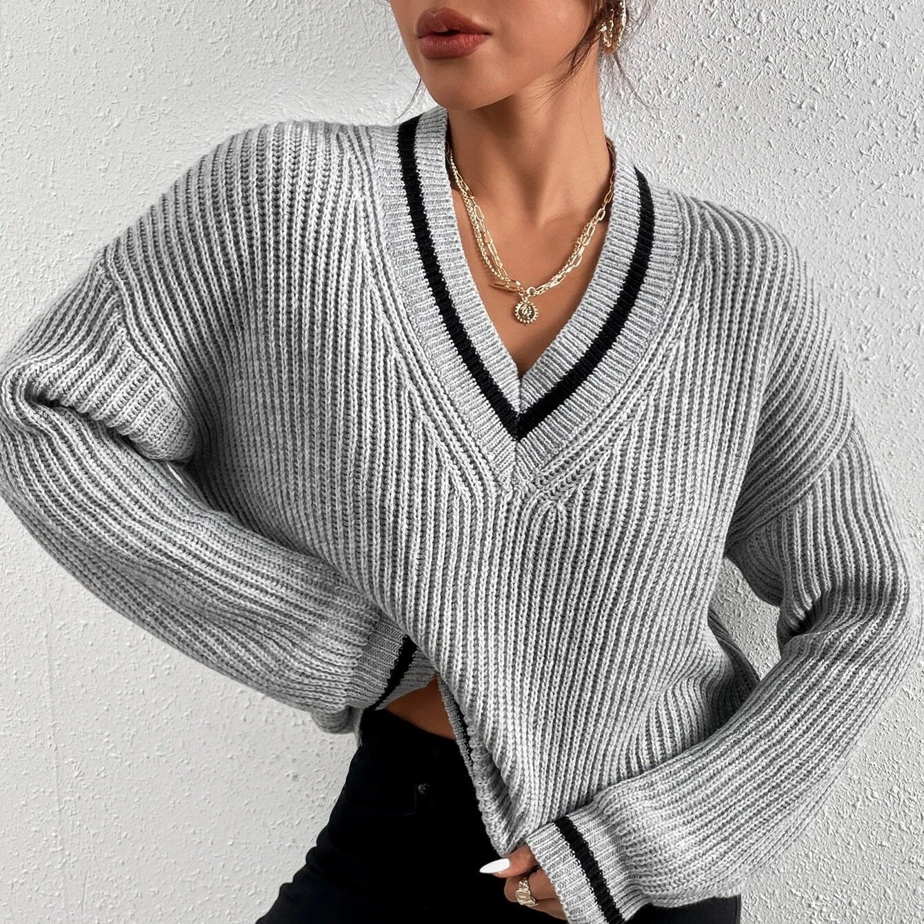 Winter Striped Pullover Sweater