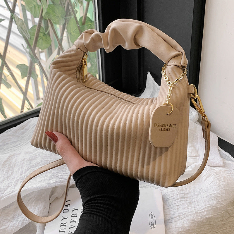 PU Leather Pleated Tote Bag
