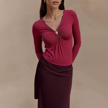 Slim V-Neck Stretch Top