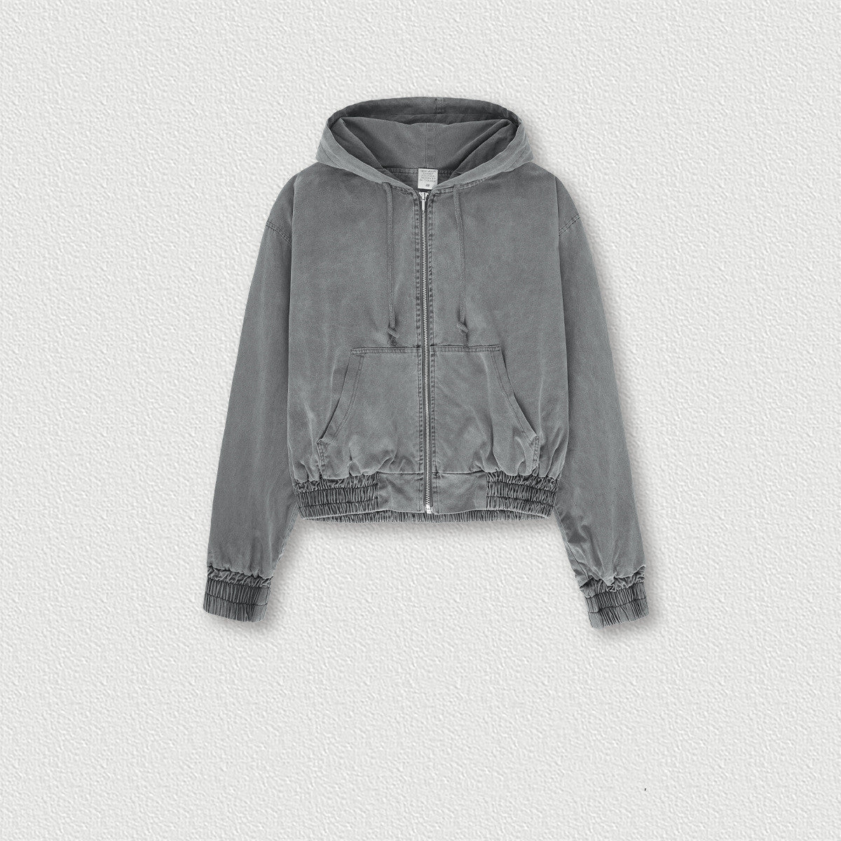 Vintage Washed Distressed Zip Hoodie