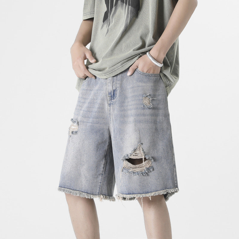 Ripped Denim Shorts