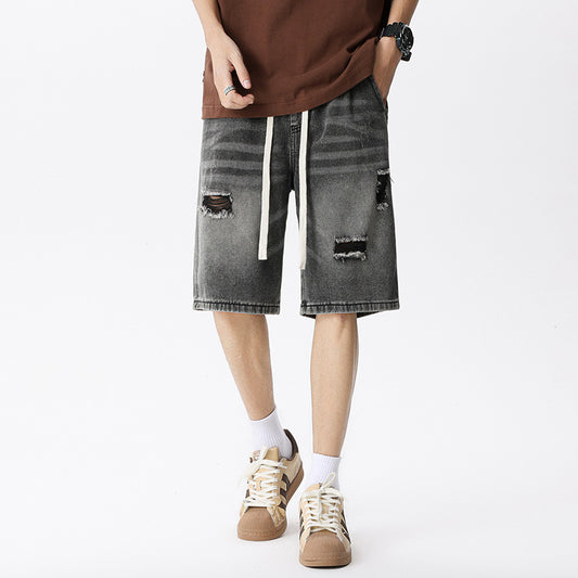 Washed Ripped Denim Shorts