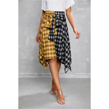 Irregular Lace-Up Midi Skirt