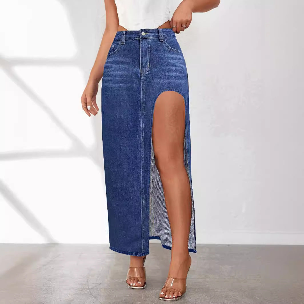 Washed Solid Color Midi Skirt
