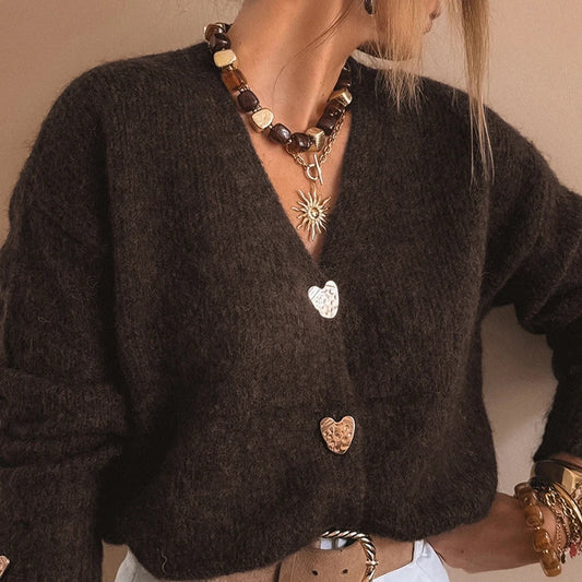 Loose Metal Buckle Sweater
