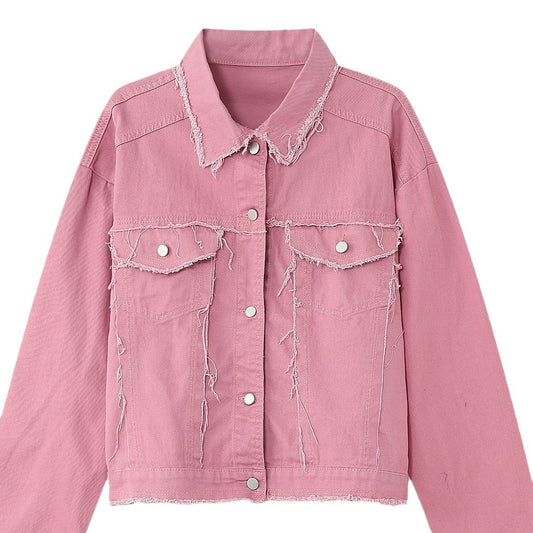 Retro Distressed Tassel Denim Jacket