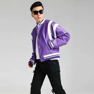 Colorblock American Biker's Jacket