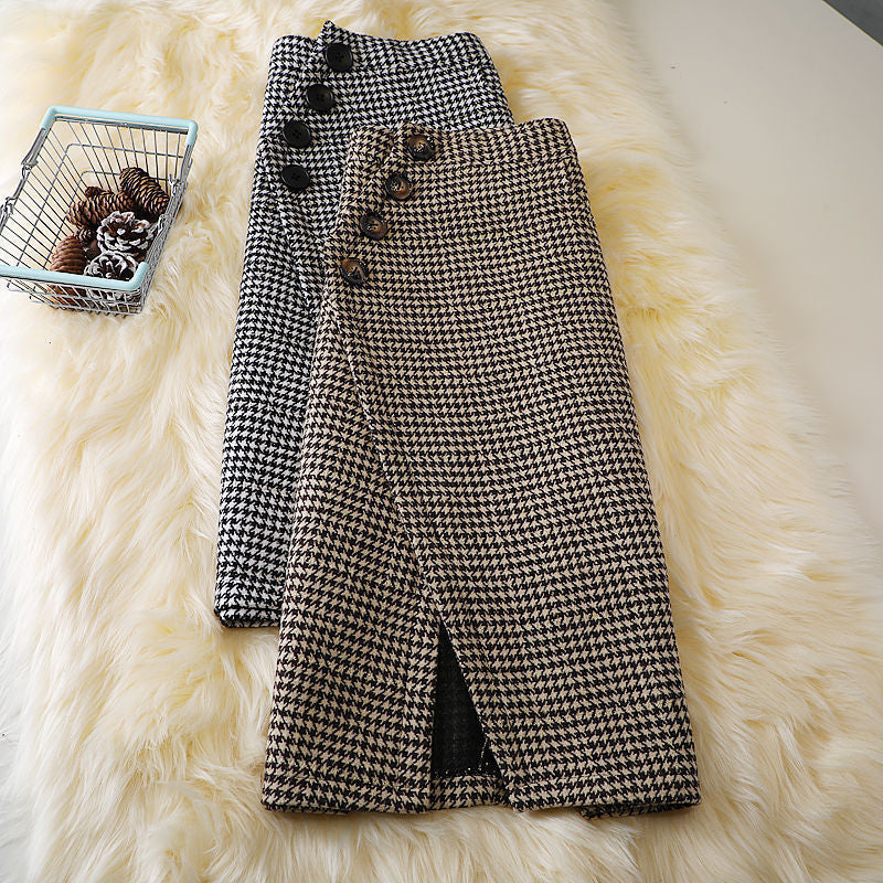 Houndstooth Midi Skirt