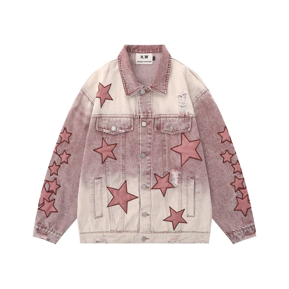 Five-Star Embroidery Denim Jacket