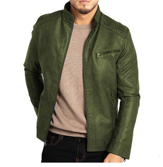 Stand Collar Punk Leather Jacket