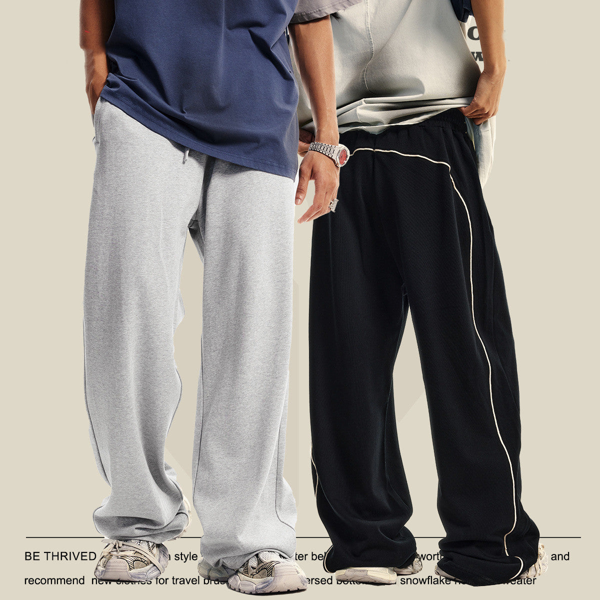 College Style Loose Straight Sweatpant