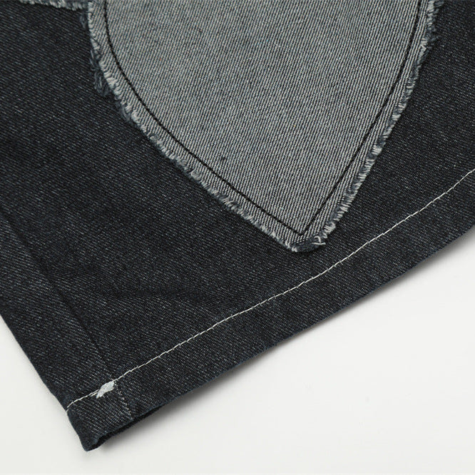 Contrast Color Love Patch Denim