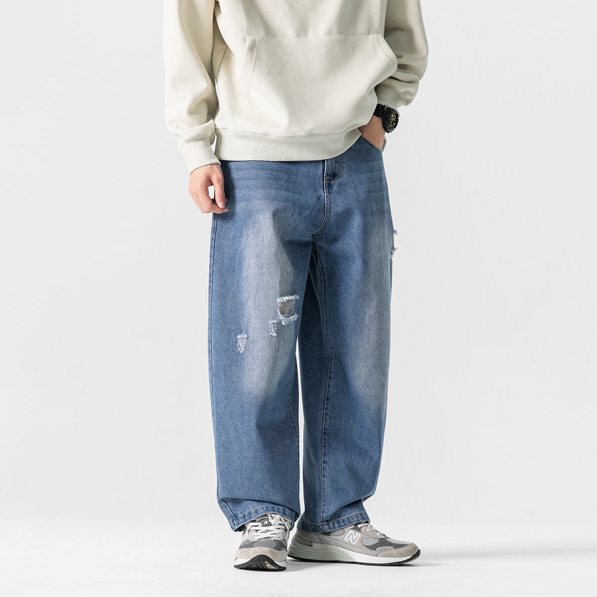 Retro White Ripped Denim